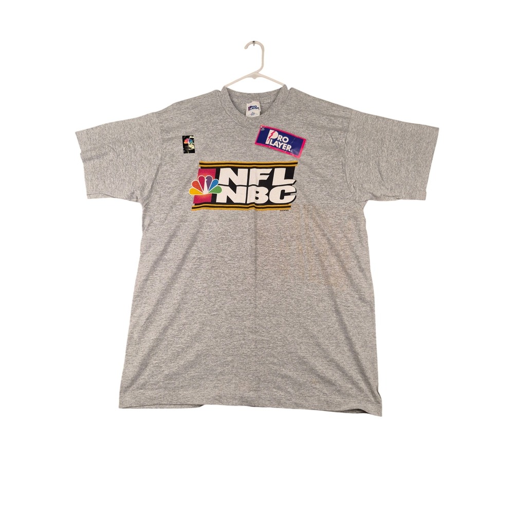 Vintage Pro Player NFL NBC T-Shirt XL Gray Made in USA Deadstock 90s 1996 NWT‎